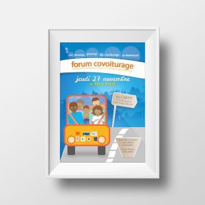 image d'affiche illustrée sur le covoiturage